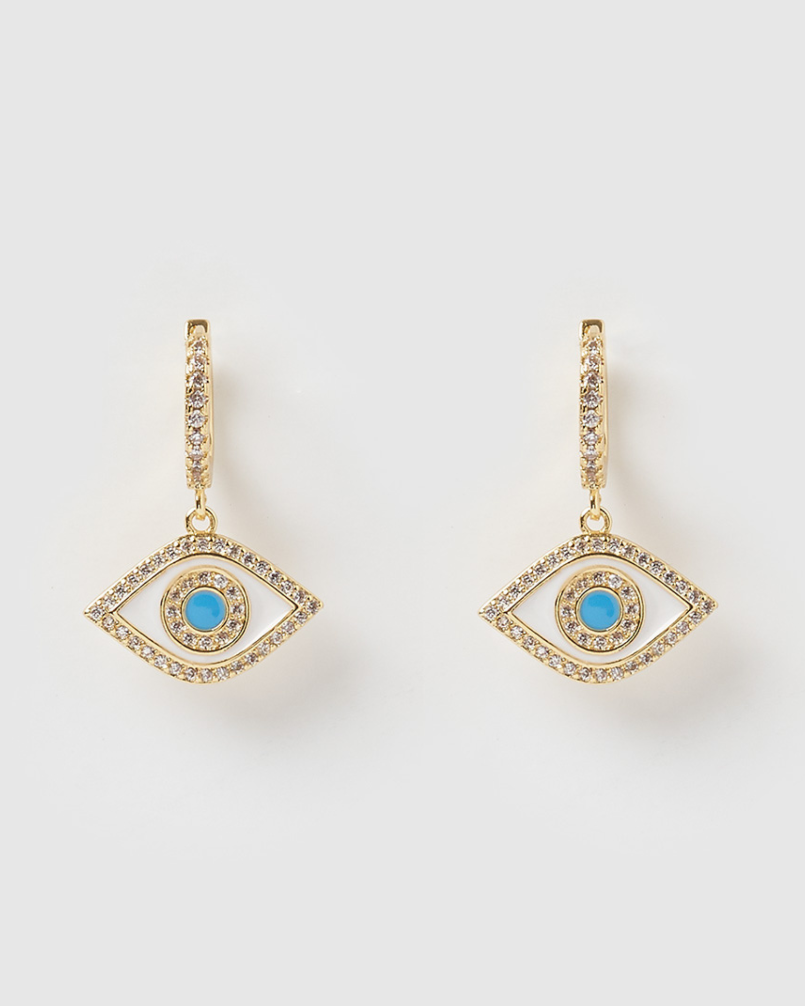 Ohrringe aus Gold Böses Auge Blau Goldener Ohrring -Amara