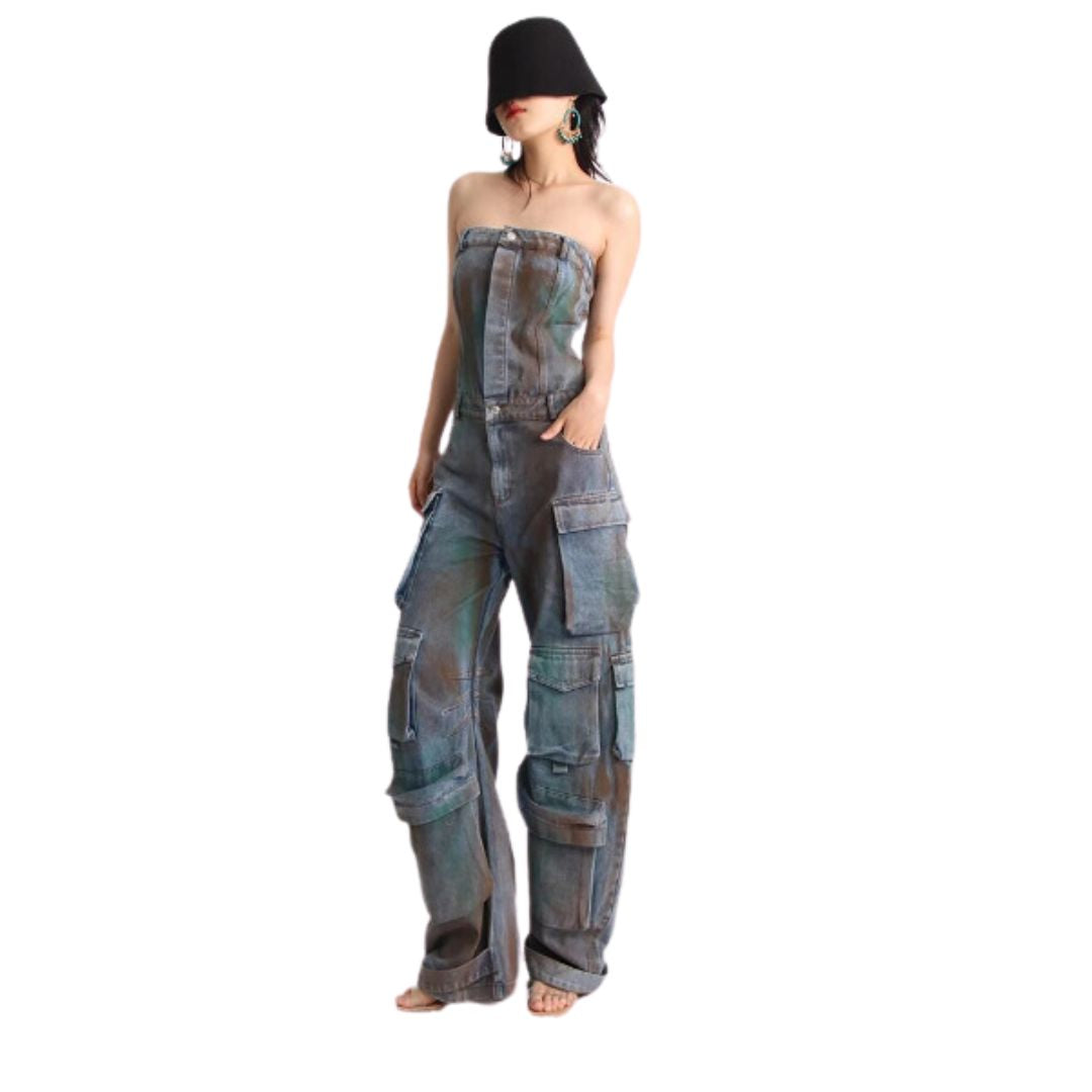 Raya - Stilvoller Jeans-Jumpsuit mit Vielseitigen Taschen