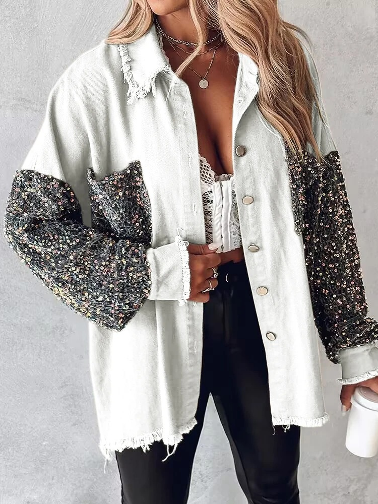 Lillymoda | Eileen - Kontrast Paillettenbesetzte Jacke