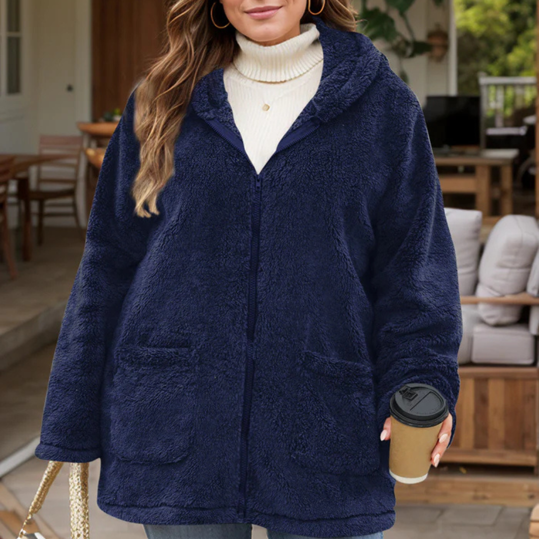 Wellens Fleece Weste | Teddy Winterjacke mit Kapuze für Frauen