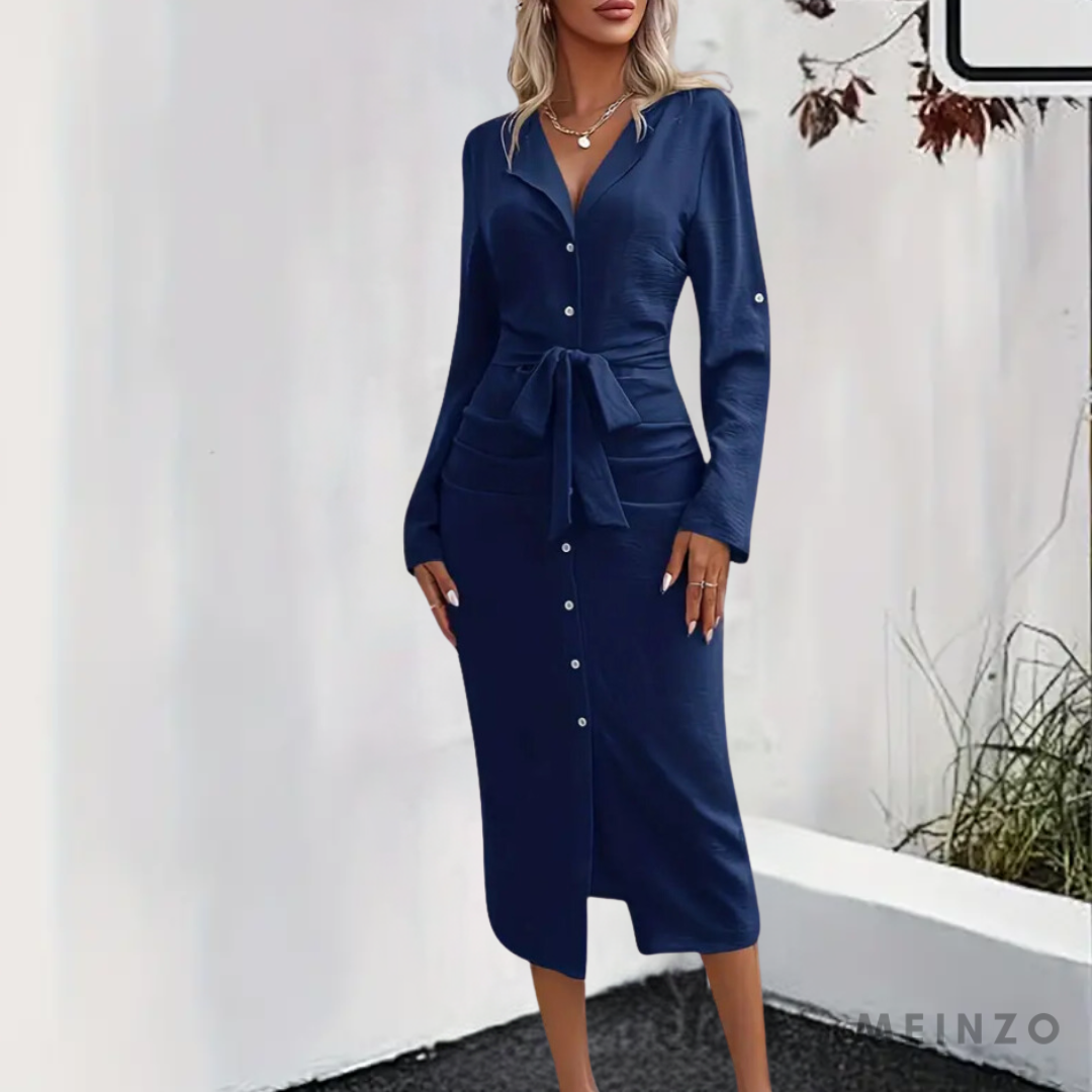 Sophia Kleid | Trendiges Damenkleid mit hochkrempelbaren Ärmeln