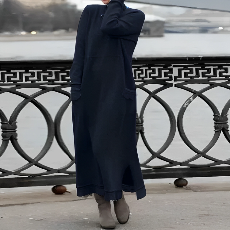 Lillymoda | Adalynn - Langärmeliges Maxikleid mit Fleece Futter für Frauen