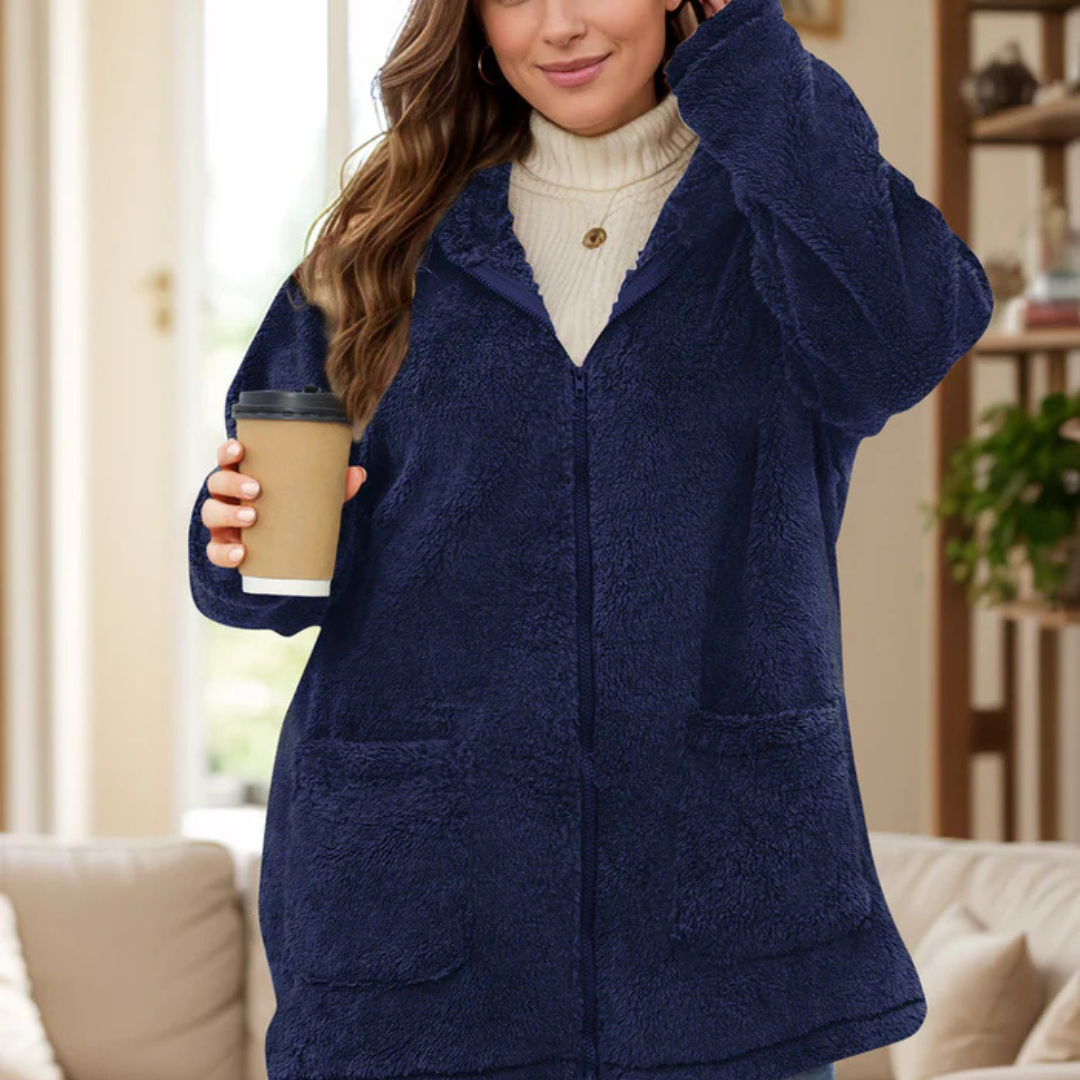 Wellens Fleece Weste | Teddy Winterjacke mit Kapuze für Frauen
