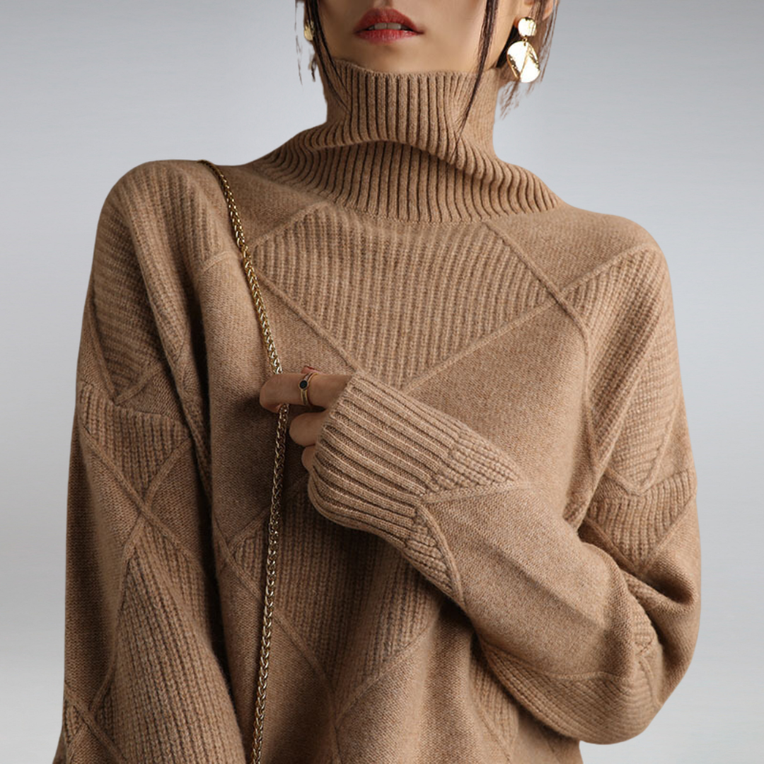 Sandey | Damen Warme Rollkragen Pullover | Übergroß