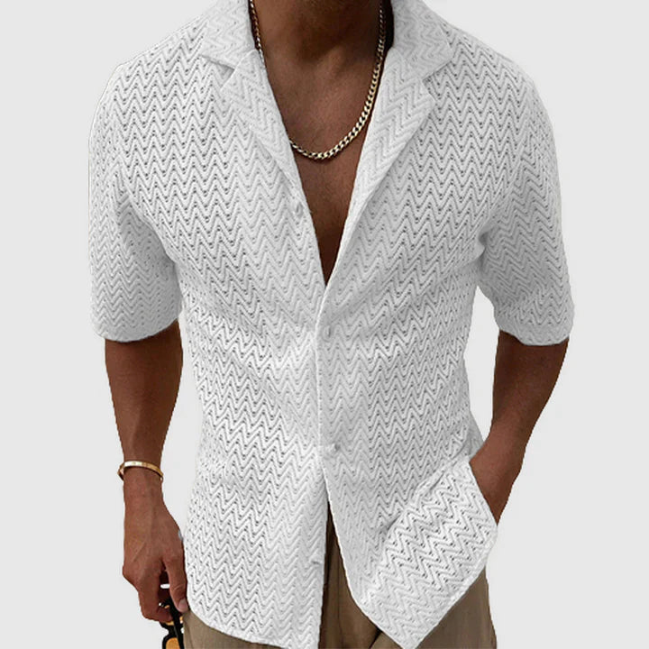Romolo - Unifarbenes Strickhemd