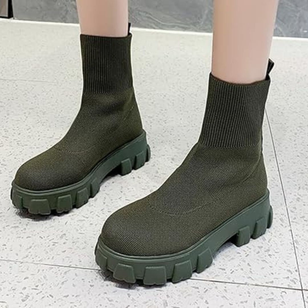 Phyllida - Gestrickte Knöchelstiefeletten mit Trendiger Sohle