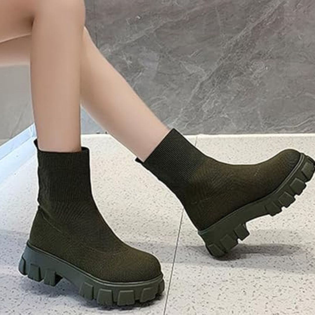 Phyllida - Gestrickte Knöchelstiefeletten mit Trendiger Sohle