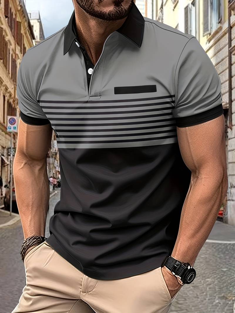 Mirko - Lassiges Kurzarm-Streifen-PoloShirt fur Herren