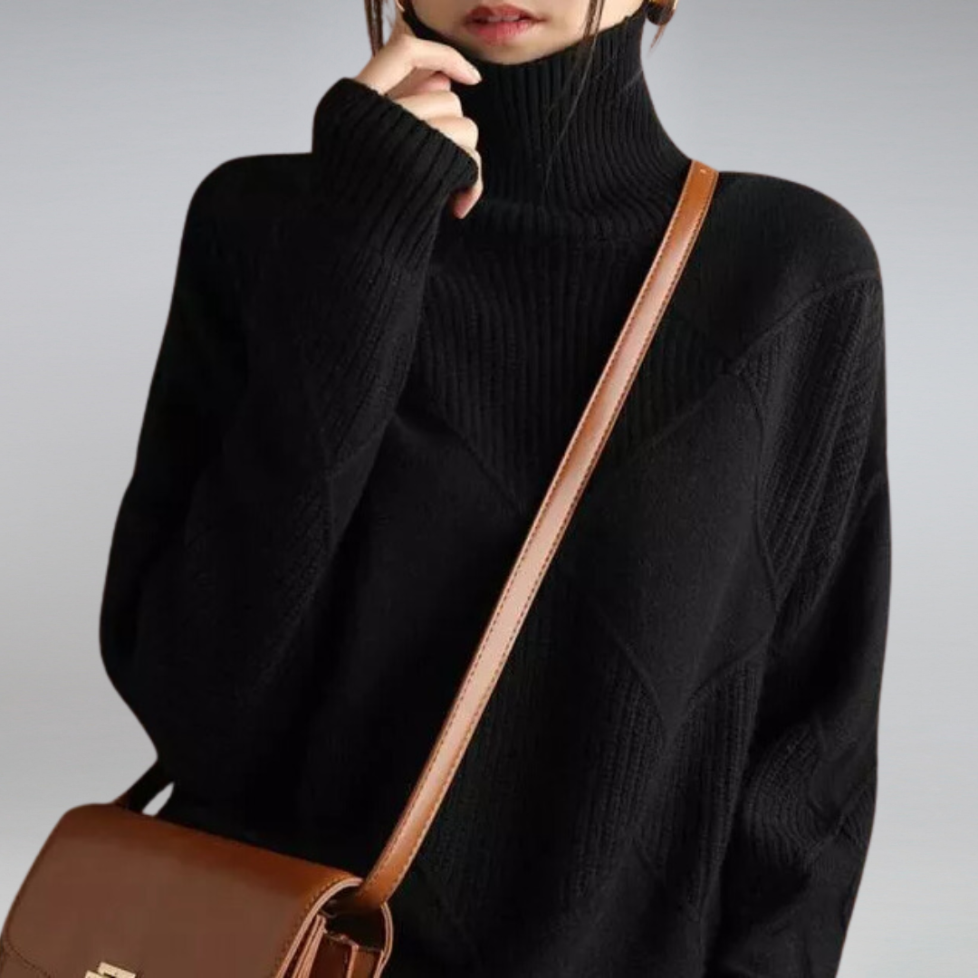 Sandey | Damen Warme Rollkragen Pullover | Übergroß