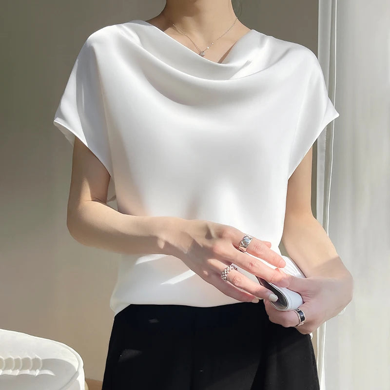 Damen Bluse mit weitem Ausschnitt | Kurze Ärmel