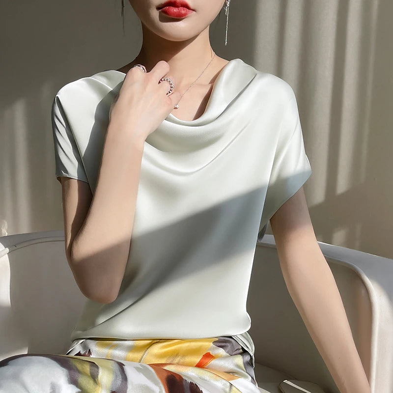 Damen Bluse mit weitem Ausschnitt | Kurze Ärmel