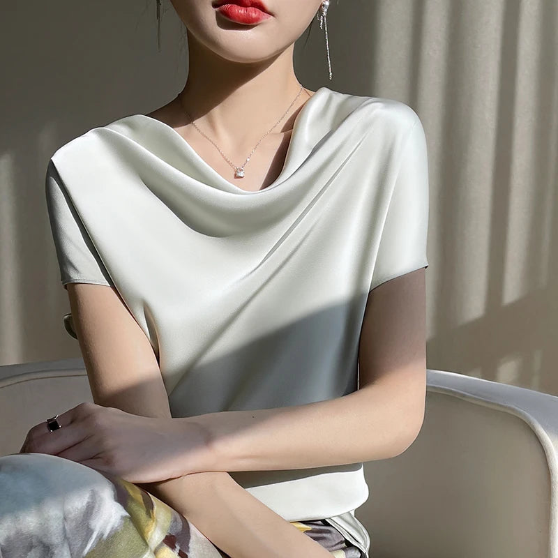 Damen Bluse mit weitem Ausschnitt | Kurze Ärmel