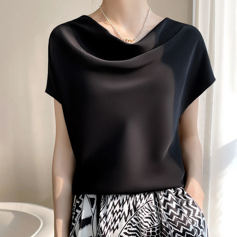 Damen Bluse mit weitem Ausschnitt | Kurze Ärmel