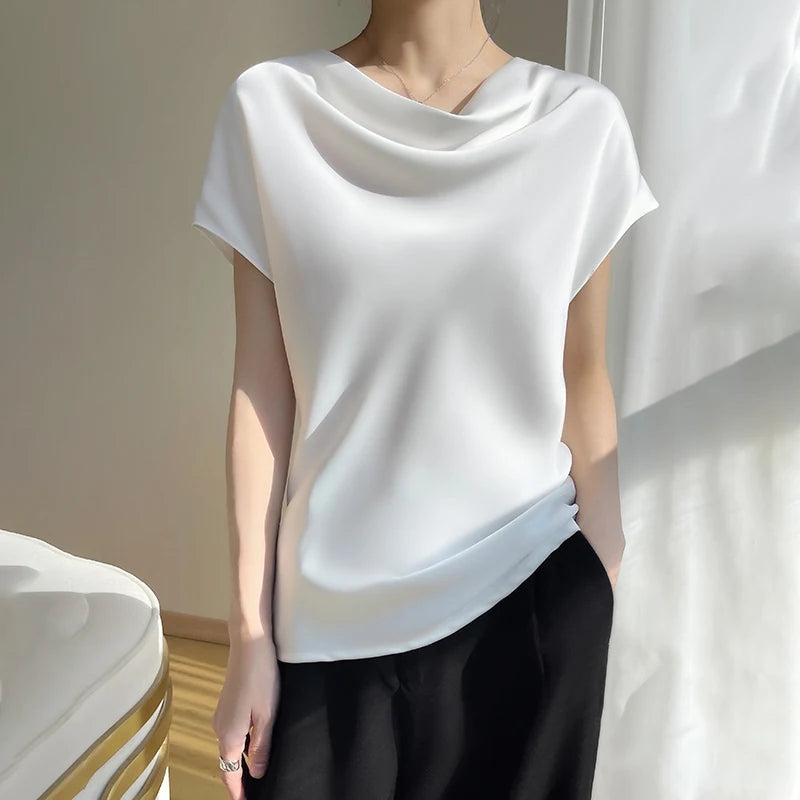 Damen Bluse mit weitem Ausschnitt | Kurze Ärmel