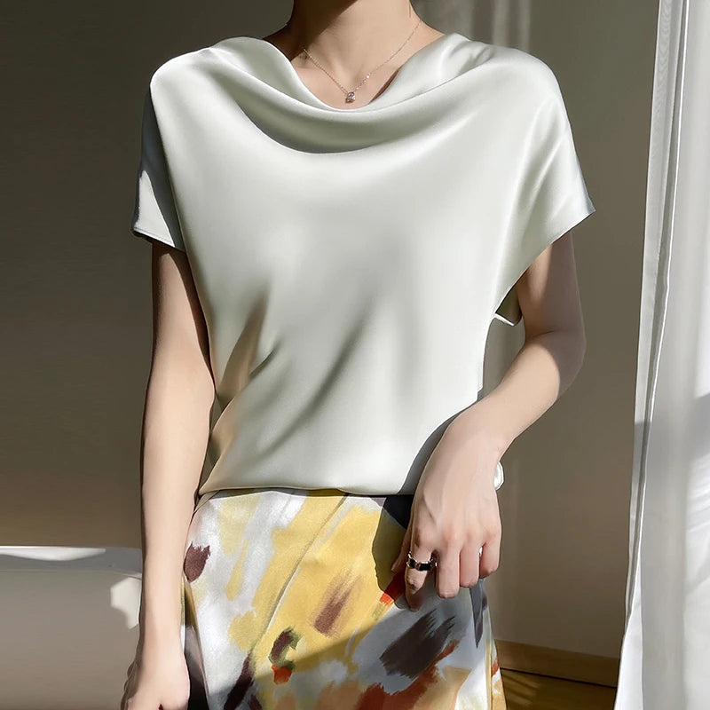 Damen Bluse mit weitem Ausschnitt | Kurze Ärmel