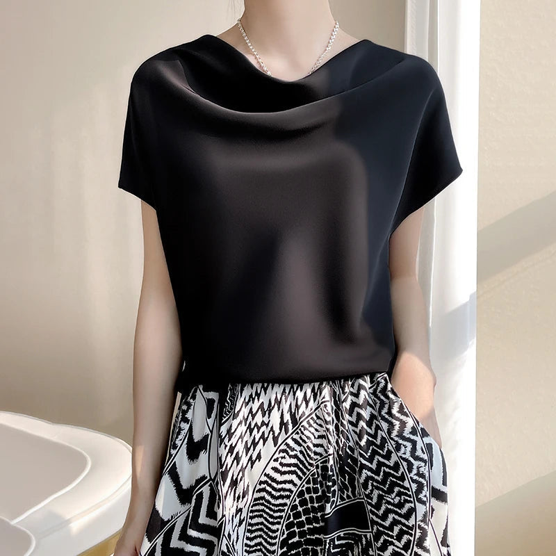 Damen Bluse mit weitem Ausschnitt | Kurze Ärmel