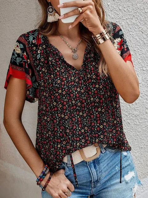 Damen Sommerbluse | V-Ausschnitt