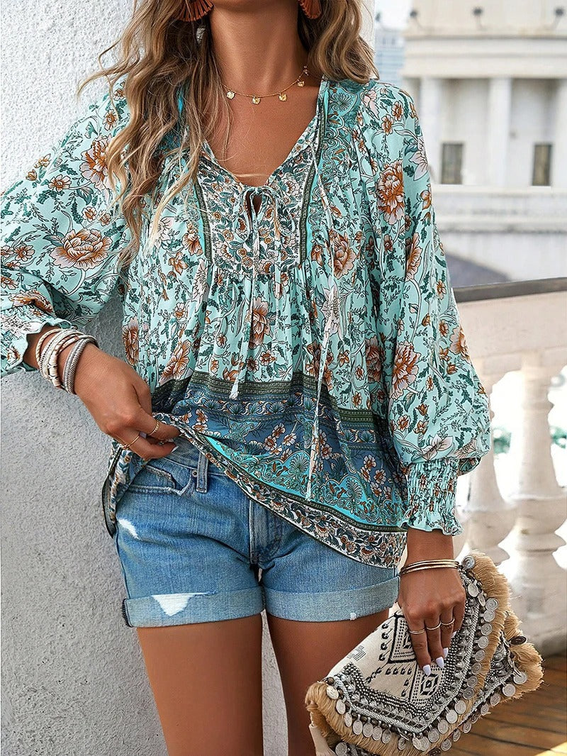 Damen Bluse mit Blumendruck | Boho