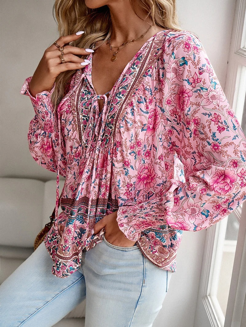 Damen Bluse mit Blumendruck | Boho