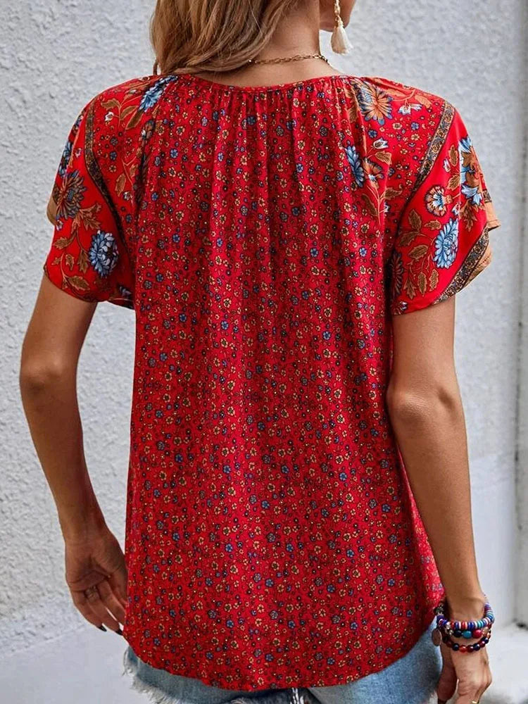 Damen Sommerbluse | V-Ausschnitt