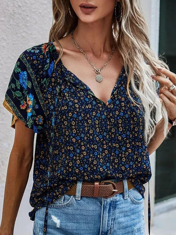 Damen Sommerbluse | V-Ausschnitt