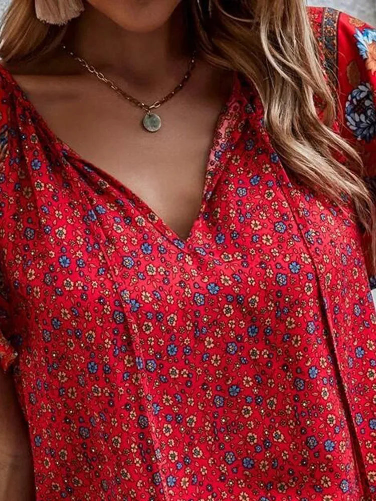 Damen Sommerbluse | V-Ausschnitt