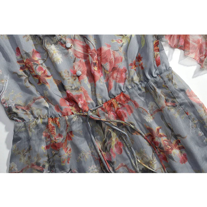 Persis - Retro Blumen Chiffon Jumpsuit