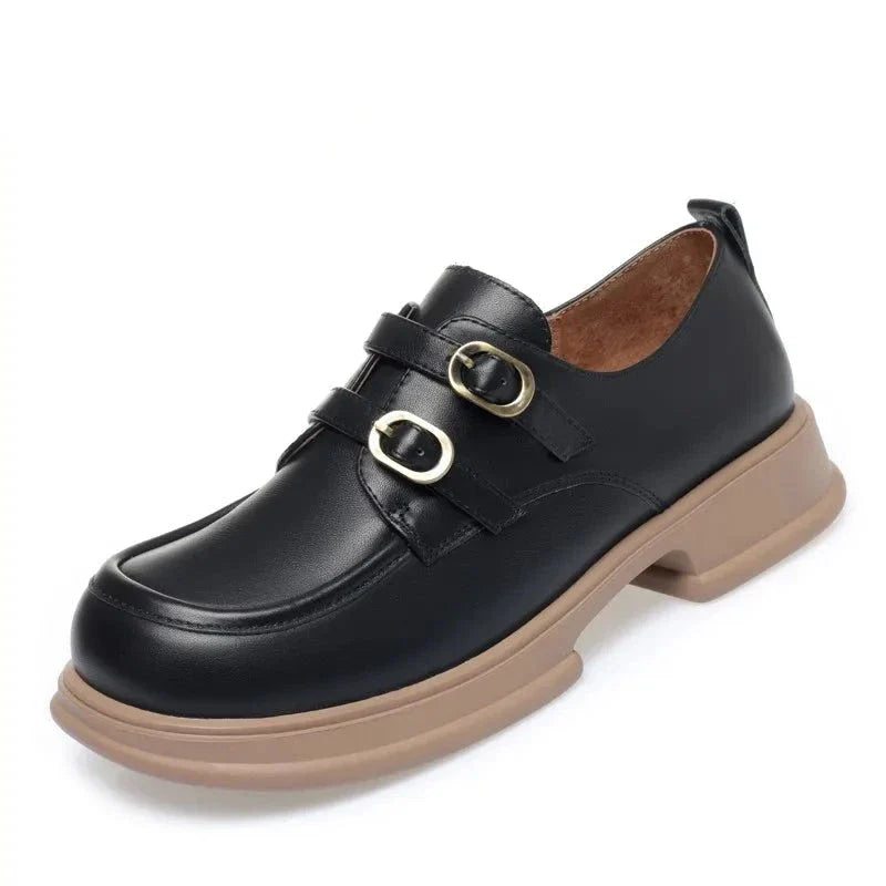 Xochil - Loafer Britischen Stil mit Doppel-Schnalle und Plateau