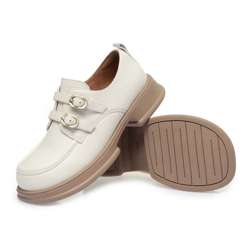 Xochil - Loafer Britischen Stil mit Doppel-Schnalle und Plateau