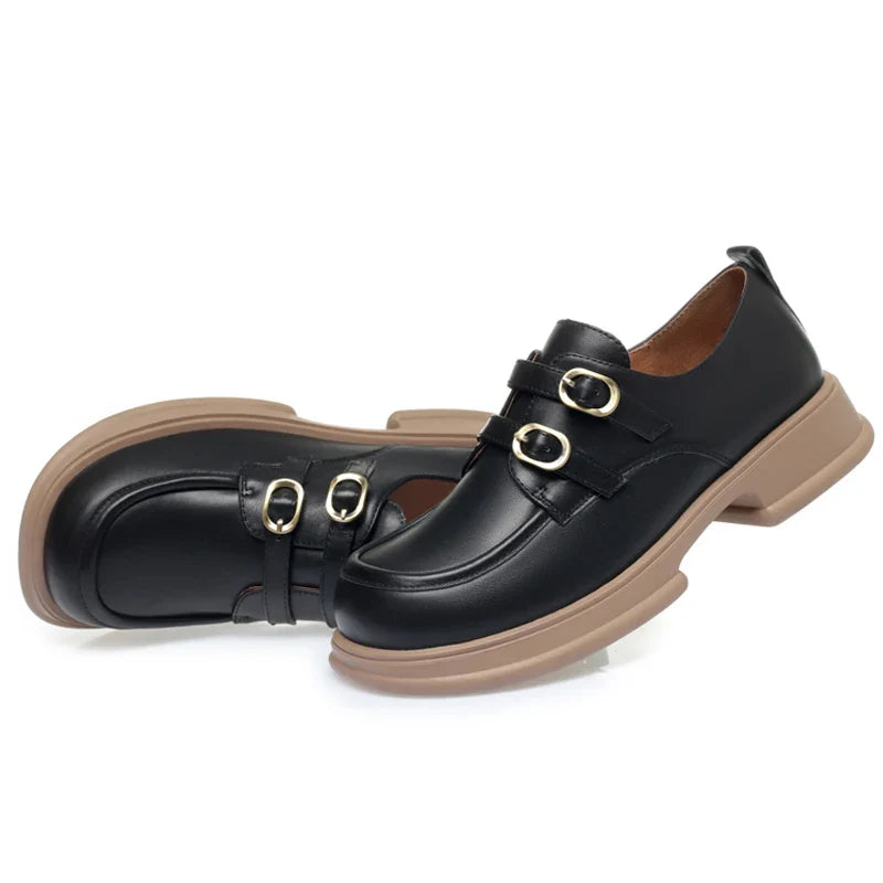 Xochil - Loafer Britischen Stil mit Doppel-Schnalle und Plateau