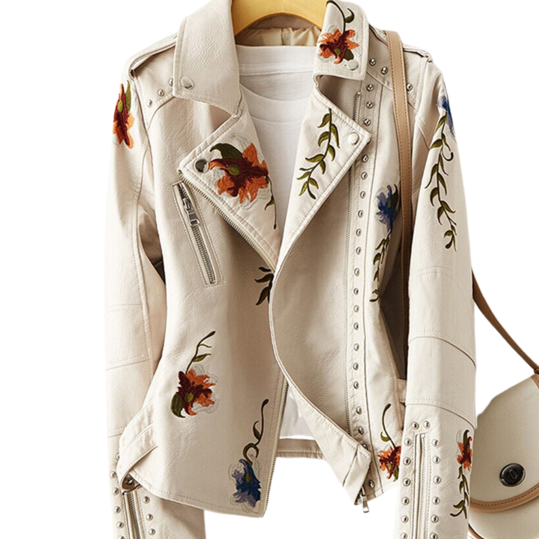 Lillymoda | Eliana - Lederjacke mit Blumendetails
