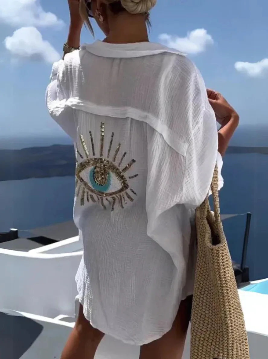 Lillymoda | Maddison - Böser-Augen-Pailletten-Lockerer Bluse