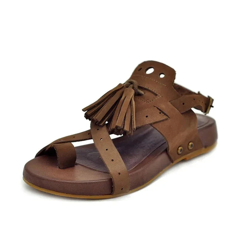 Winslet - Handgemachte Echtleder Sandalen mit Quasten