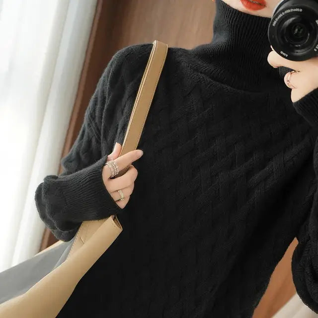 Lillymoda | Jessica - Stylischer Rollkragenpullover mit Strickmuster