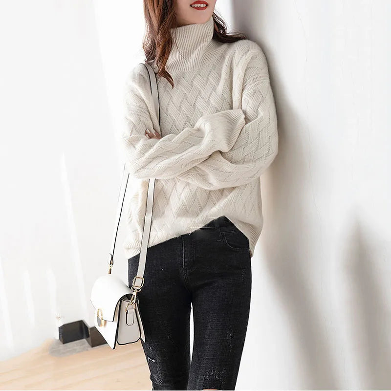 Lillymoda | Jessica - Stylischer Rollkragenpullover mit Strickmuster