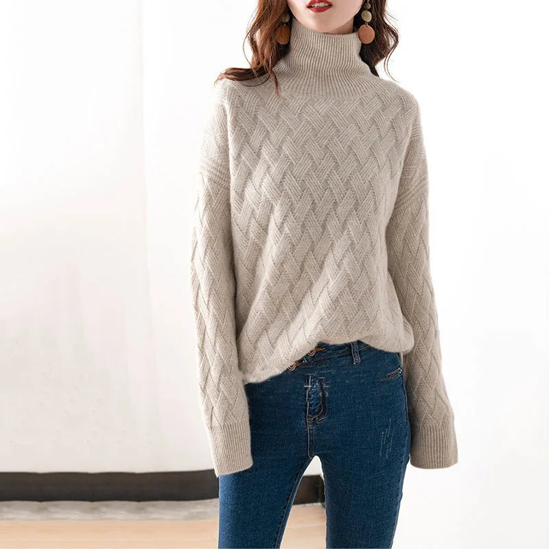 Lillymoda | Jessica - Stylischer Rollkragenpullover mit Strickmuster