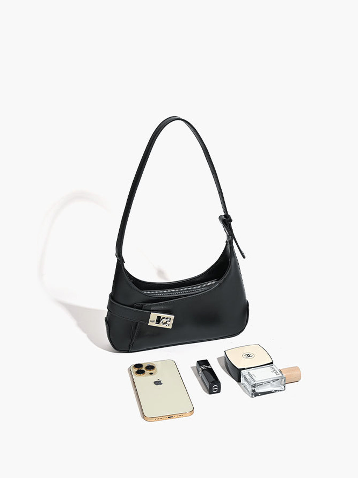 Schwarze Minimalistische Schultertasche - Premium Tasche für Damen - Kira