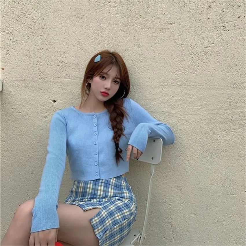 Gwendy - Crop Top Pullover mit Knöpfen