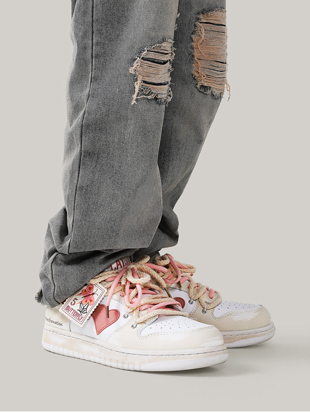 Euan - Schwebende Herz Rosa Schmetterling Skate Schuhe