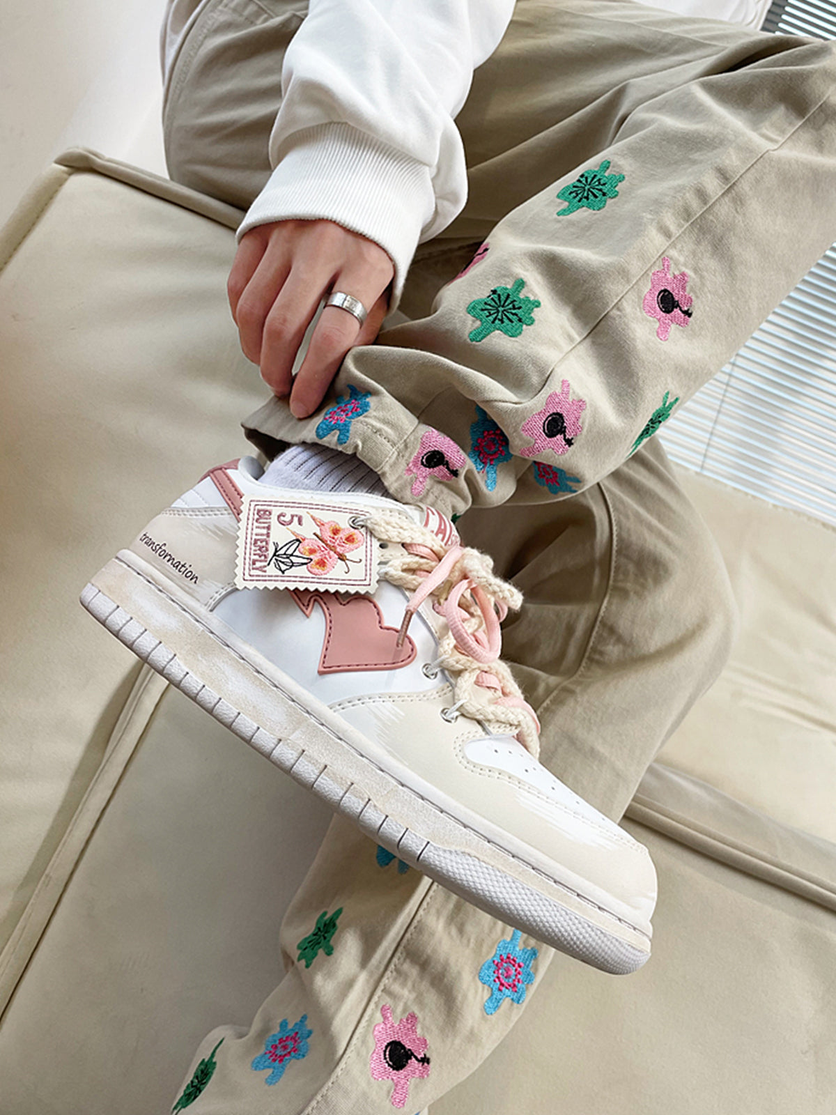 Euan - Schwebende Herz Rosa Schmetterling Skate Schuhe