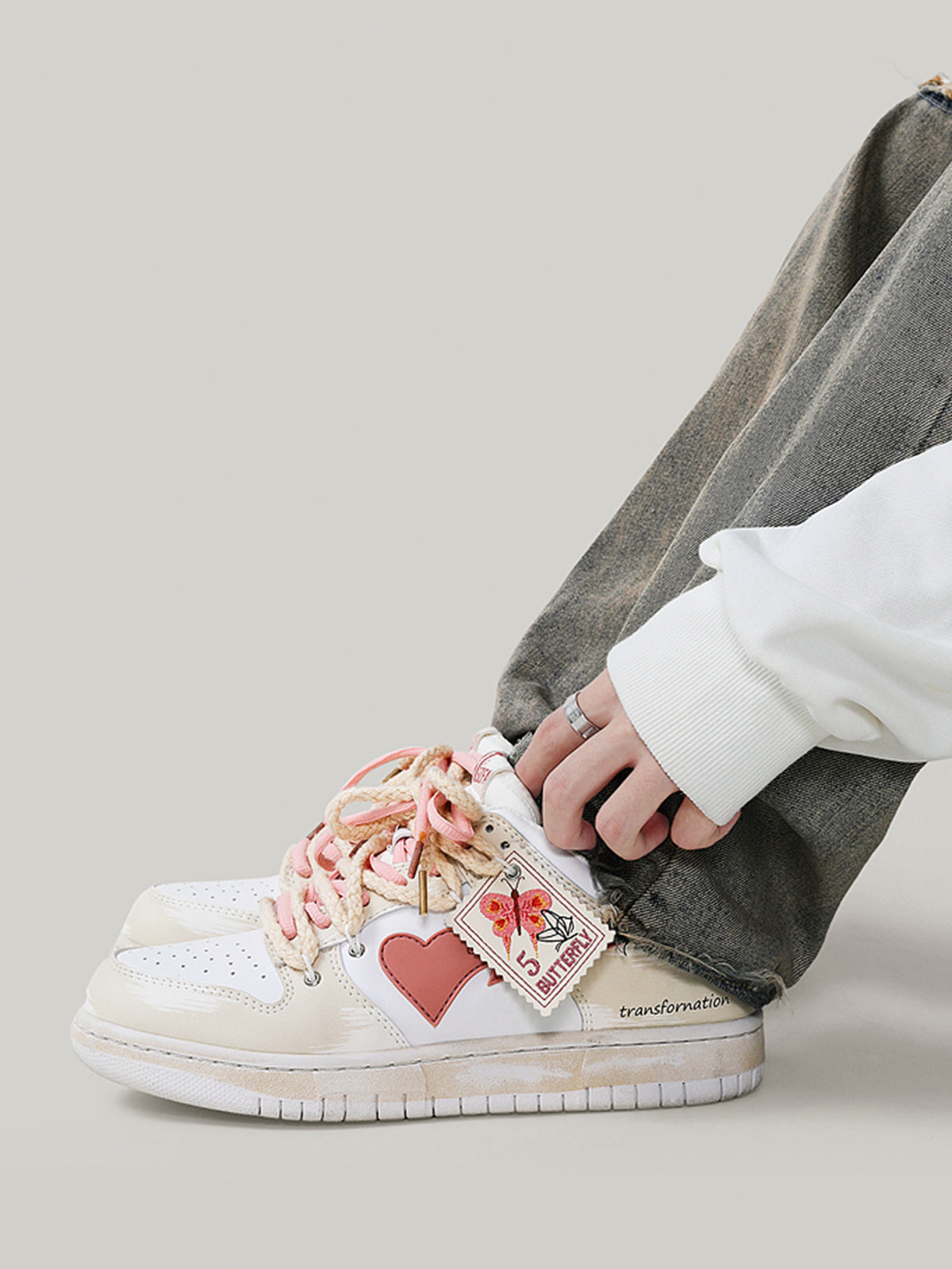 Euan - Schwebende Herz Rosa Schmetterling Skate Schuhe