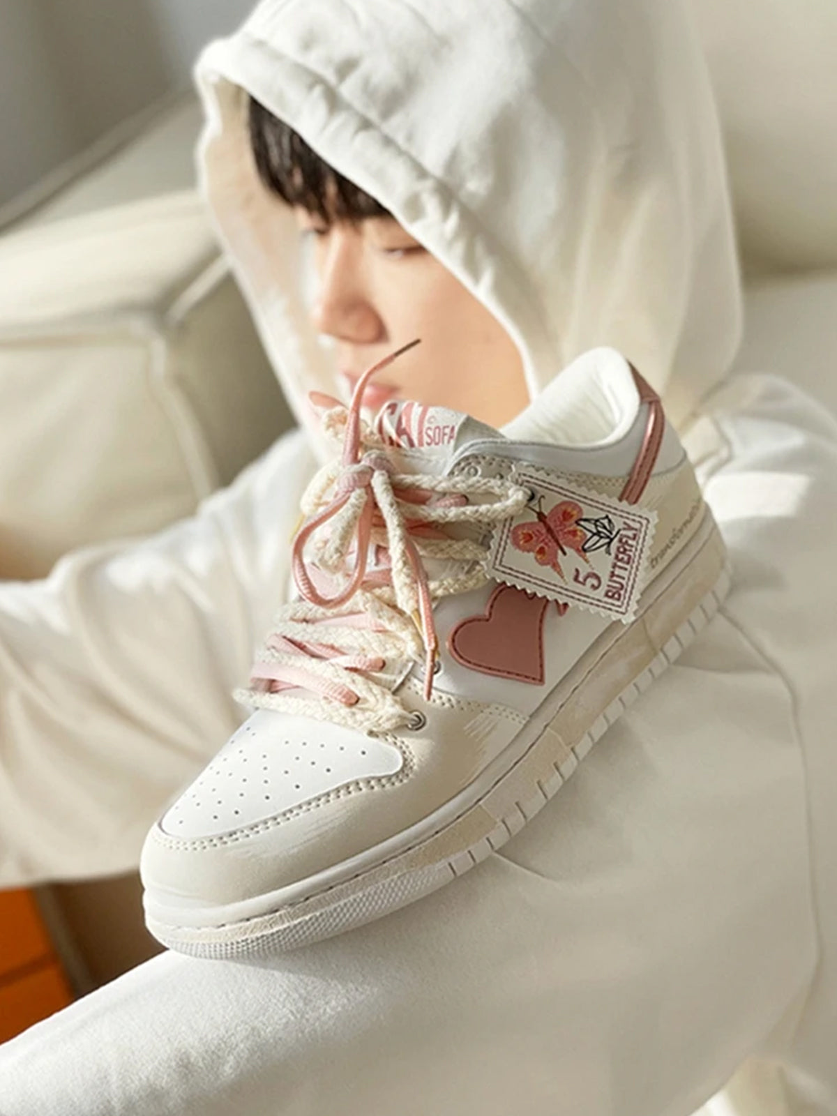 Euan - Schwebende Herz Rosa Schmetterling Skate Schuhe