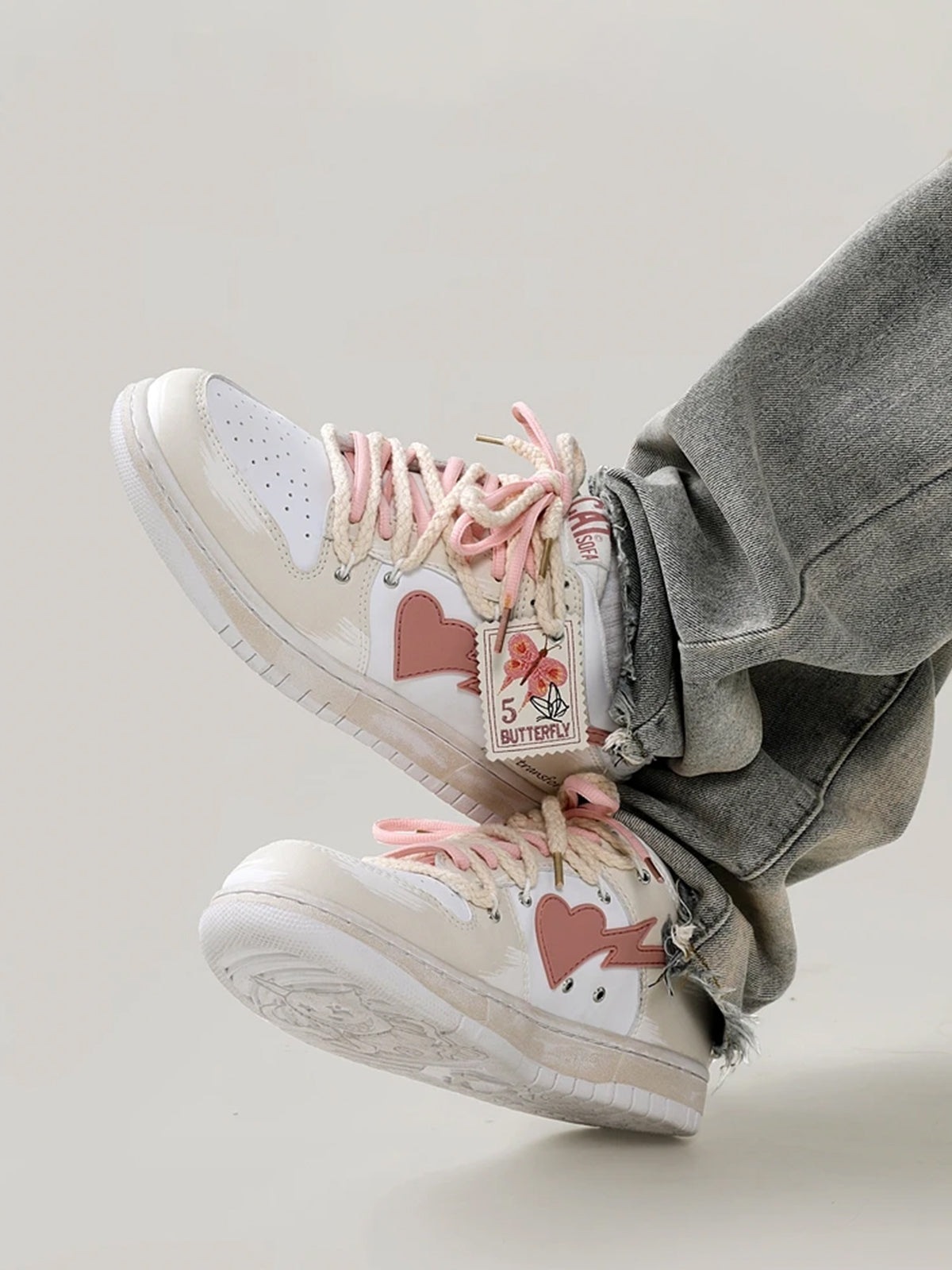 Euan - Schwebende Herz Rosa Schmetterling Skate Schuhe