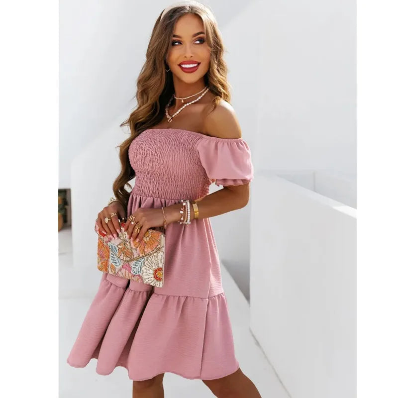 Lillymoda | Joanna - Stylisches schulterfreies Minikleid