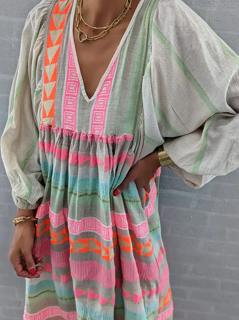 Lillymoda | Aurora - Stilvolles Böhmisches Kleid mit Laternenärmeln