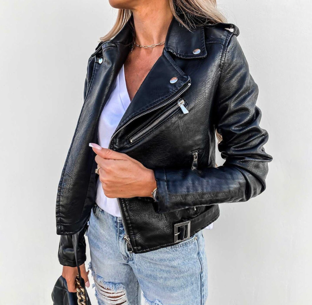 Lillymoda | Delilah - Frauen Stylische Lederjacke