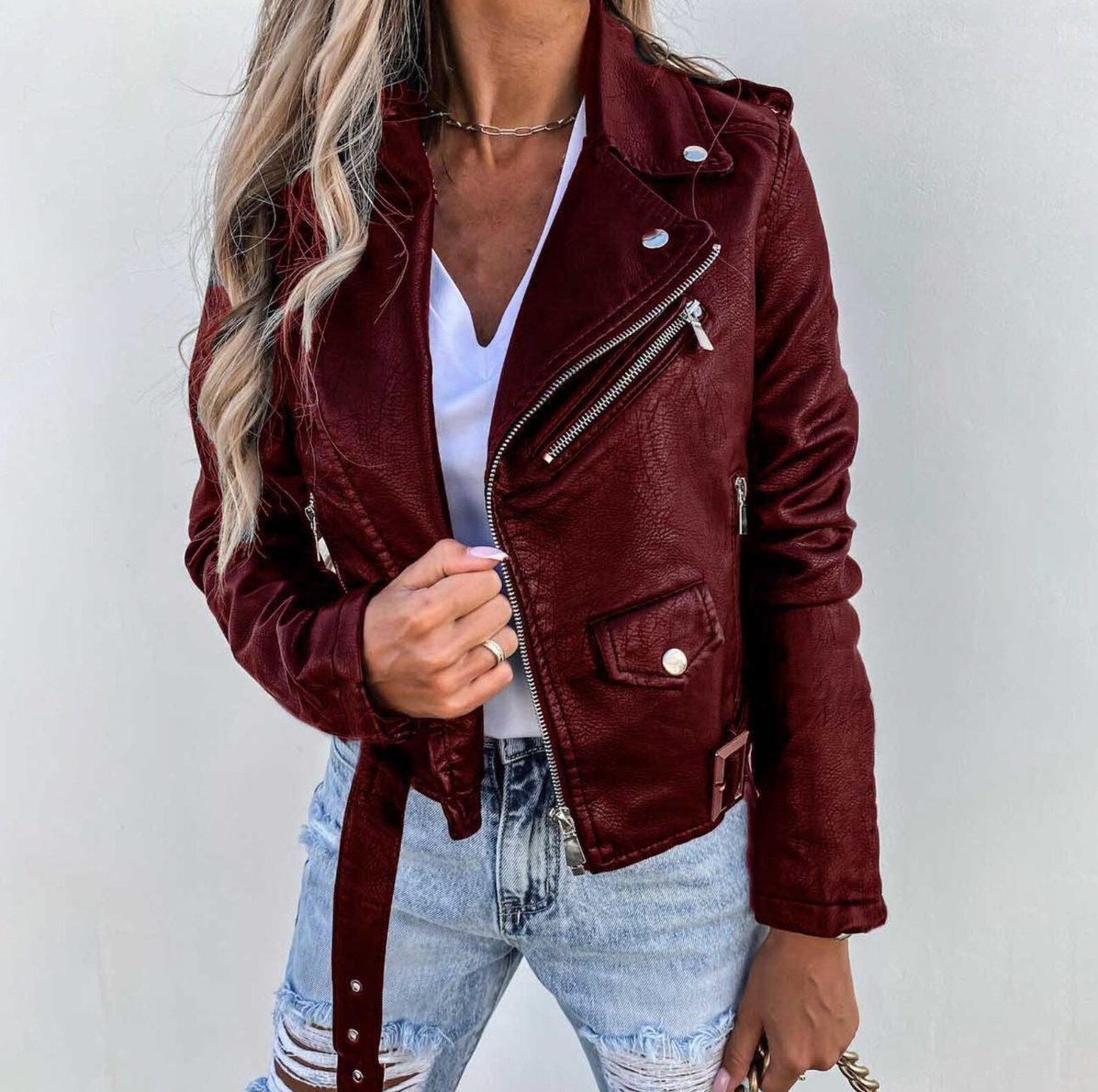 Lillymoda | Delilah - Frauen Stylische Lederjacke