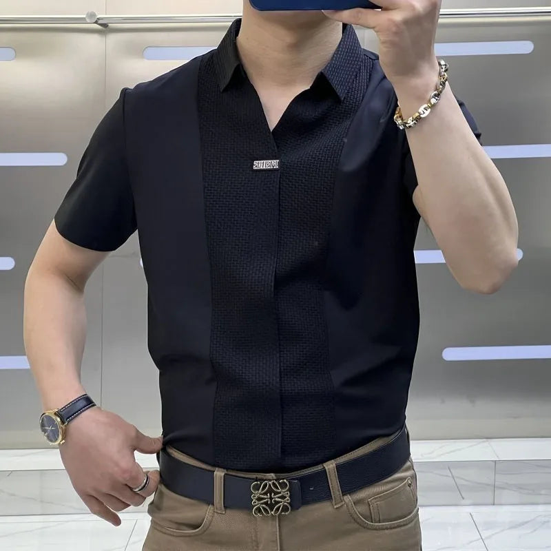 Levon - Modernes Polohemd im Slim Fit mit Patchwork-Design