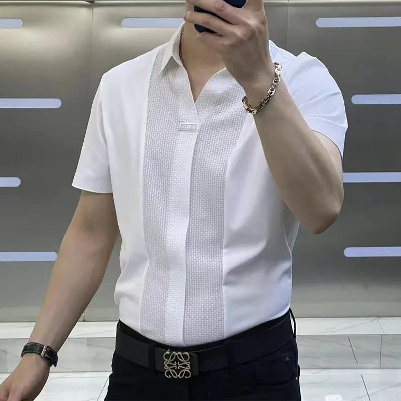 Levon - Modernes Polohemd im Slim Fit mit Patchwork-Design