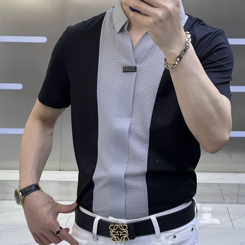 Levon - Modernes Polohemd im Slim Fit mit Patchwork-Design